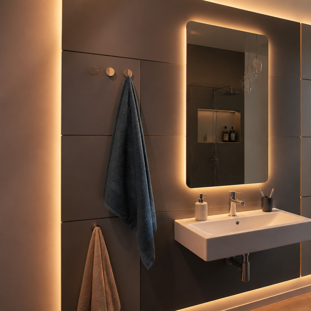 Parete Specchio con LED Forma 2