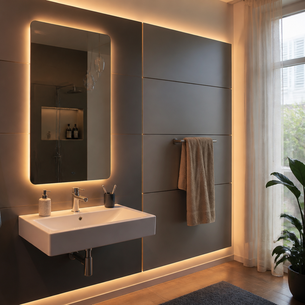 Parete Specchio con LED Forma 3