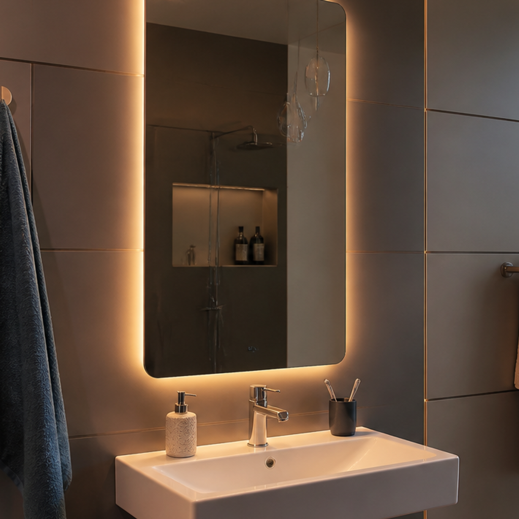 Parete Specchio con LED Forma 4