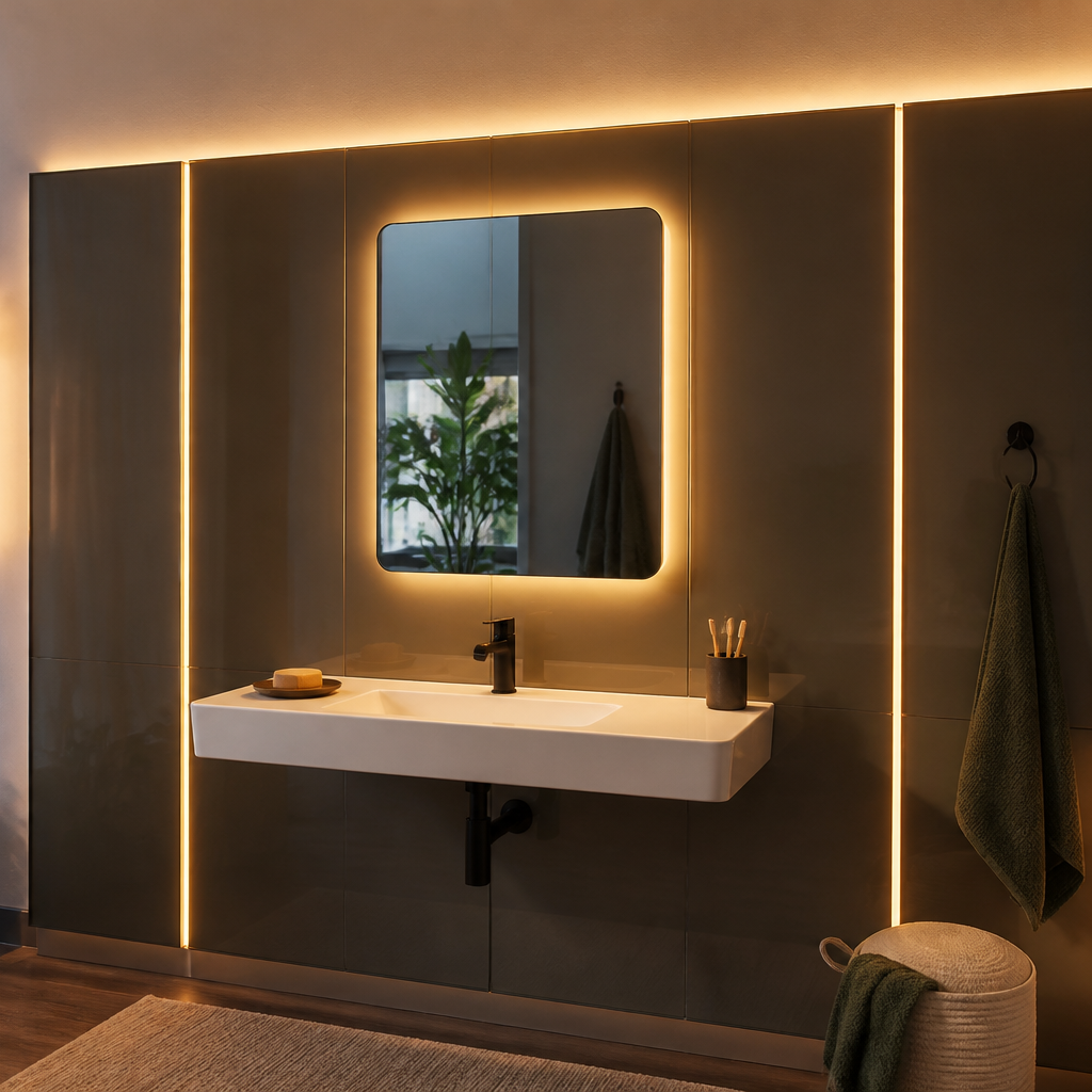 Parete Specchio con LED Casa 1