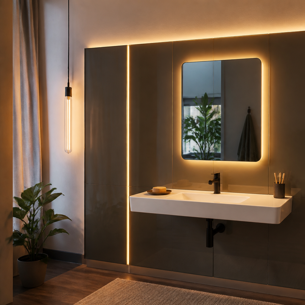 Parete Specchio con LED Casa 2