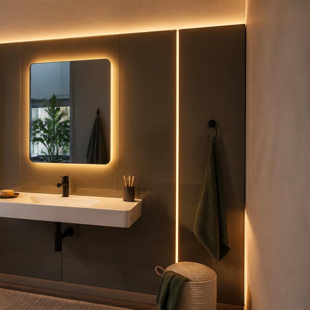Parete Specchio con LED Casa 3