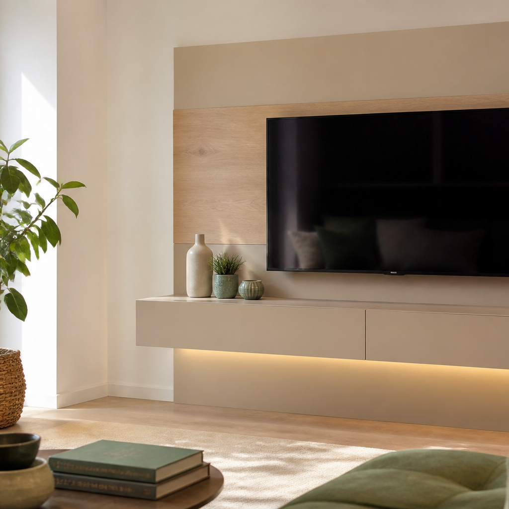 Parete TV con mobile sospeso Rovere Aria 2