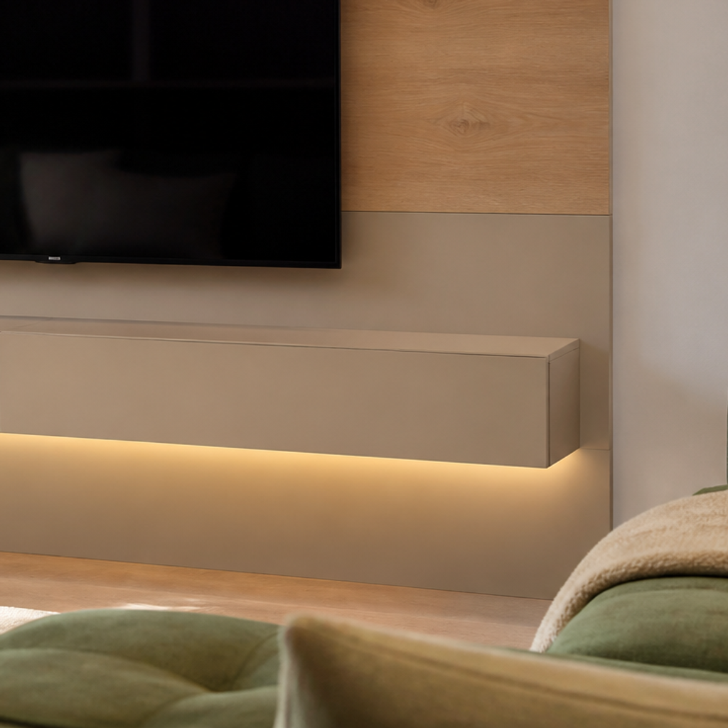 Parete TV con mobile sospeso Rovere Aria 5