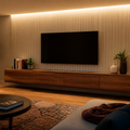 Parete TV con mobile sospeso Noce Materia 1