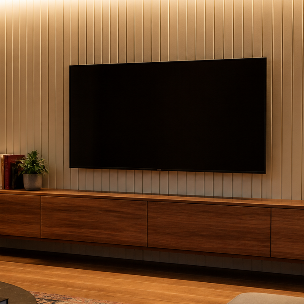 Parete TV con mobile sospeso Noce Materia 4