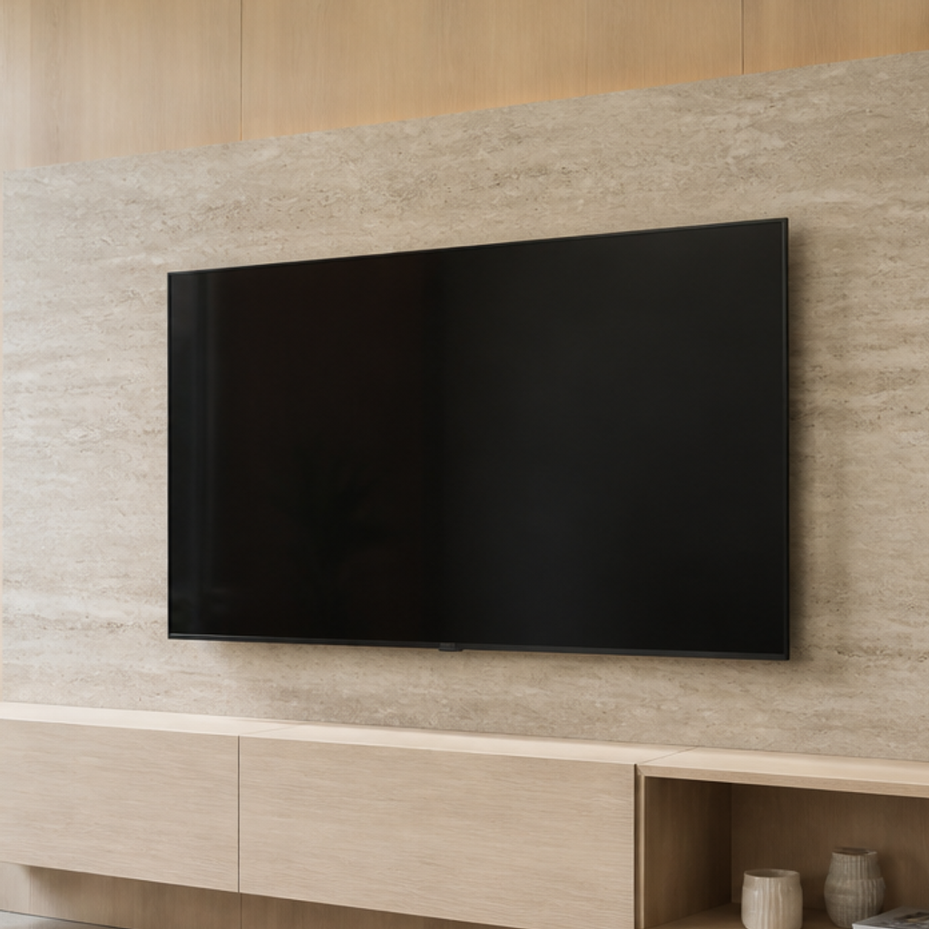 Parete TV con mobile sospeso Travertino Profilo 4