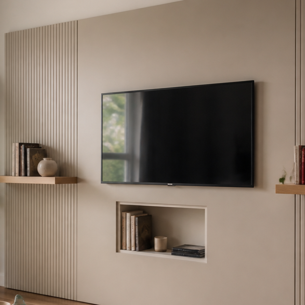 Parete TV con mensole laterali Rovere Naturale 4