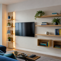 Parete TV con mensole laterali Rovere Forma 1