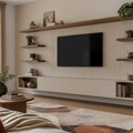 Parete TV con mensole laterali Noce Casa 1