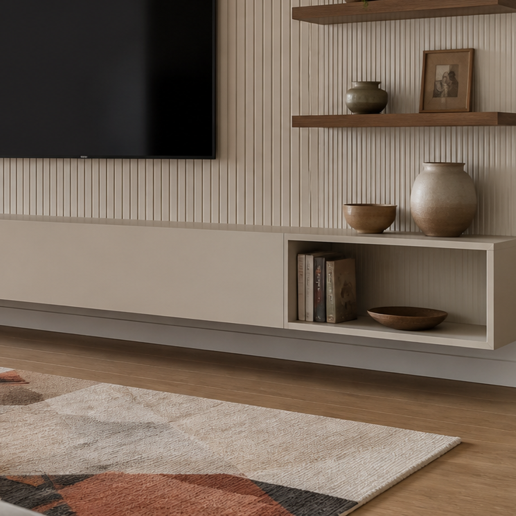 Parete TV con mensole laterali Noce Casa 5