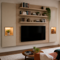 Parete TV con nicchie illuminate Rovere Atelier 1