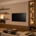 Parete TV con nicchie illuminate Noce Calma 1