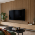 Parete TV effetto legno e listelli Rovere Materia 1