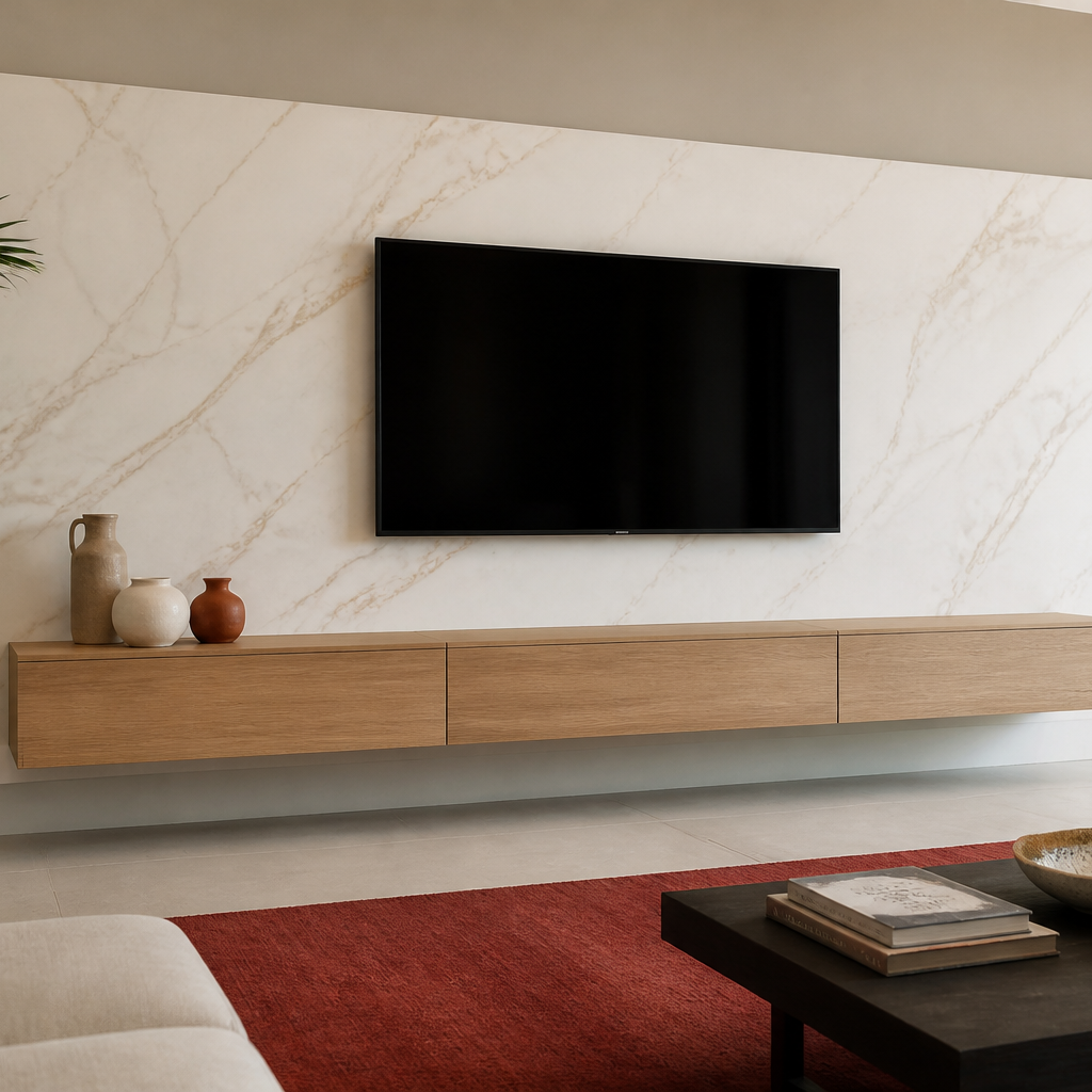 Parete TV effetto marmo Naturale 1
