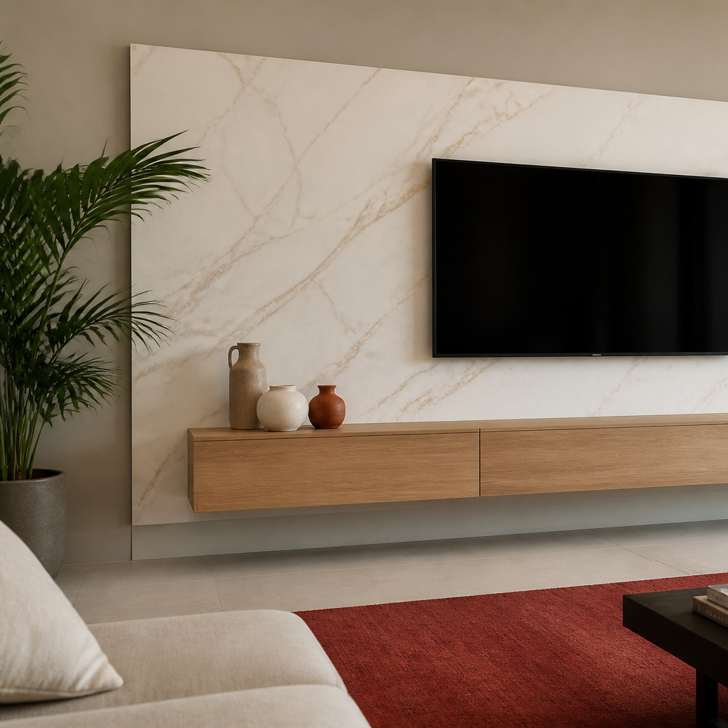 Parete TV effetto marmo Naturale 2