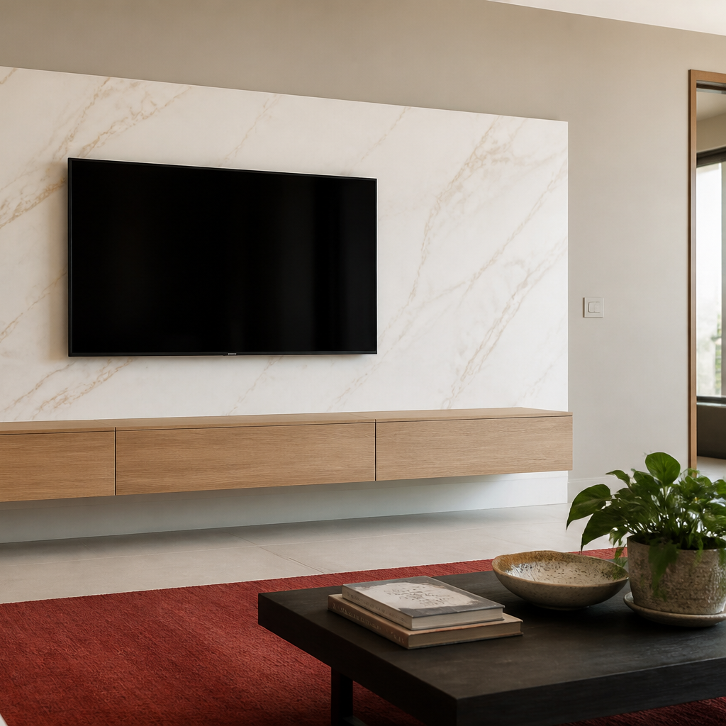 Parete TV effetto marmo Naturale 3