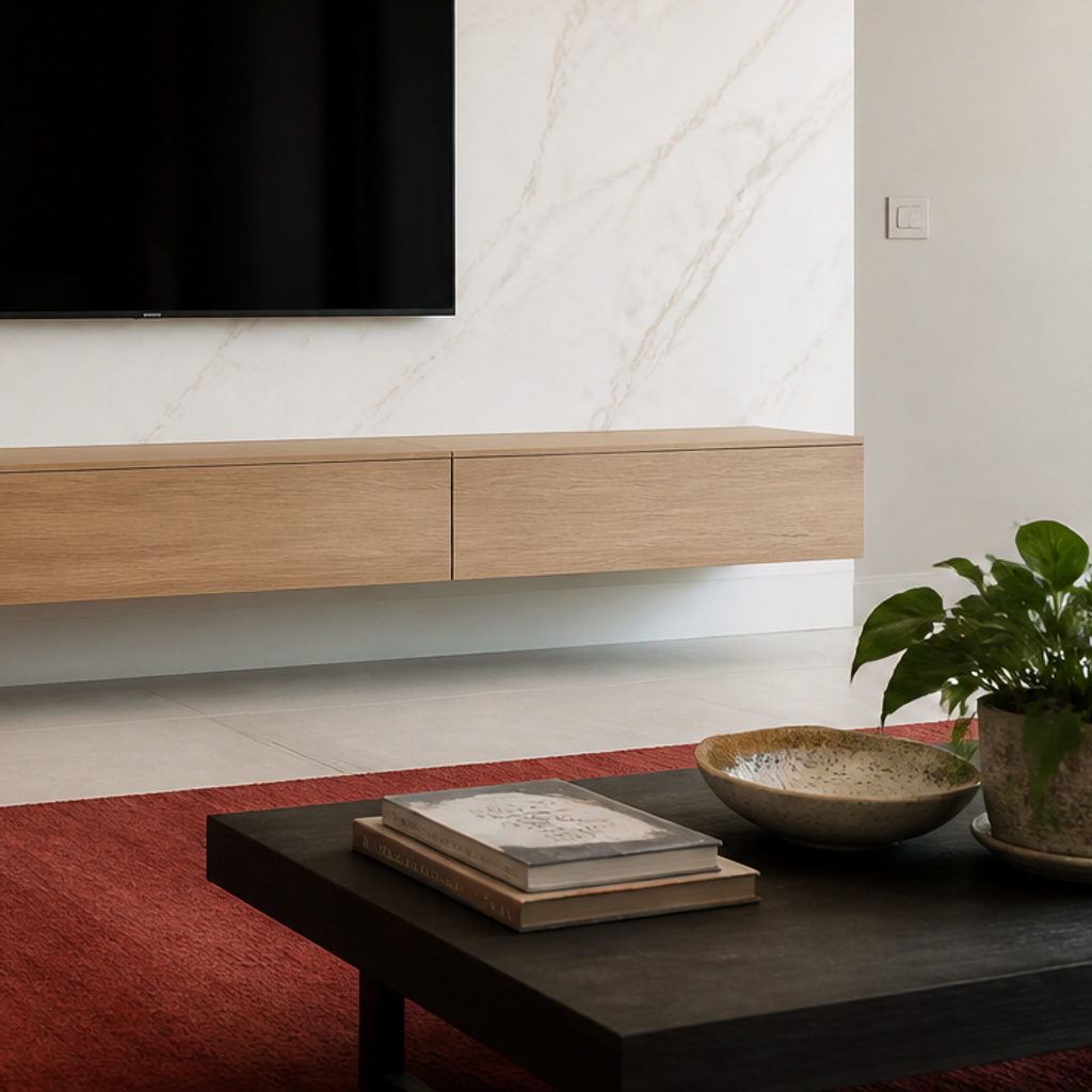 Parete TV effetto marmo Naturale 5