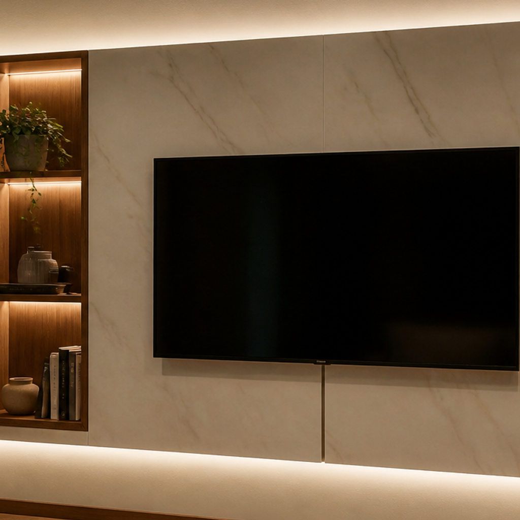 Parete TV effetto marmo Forma 4