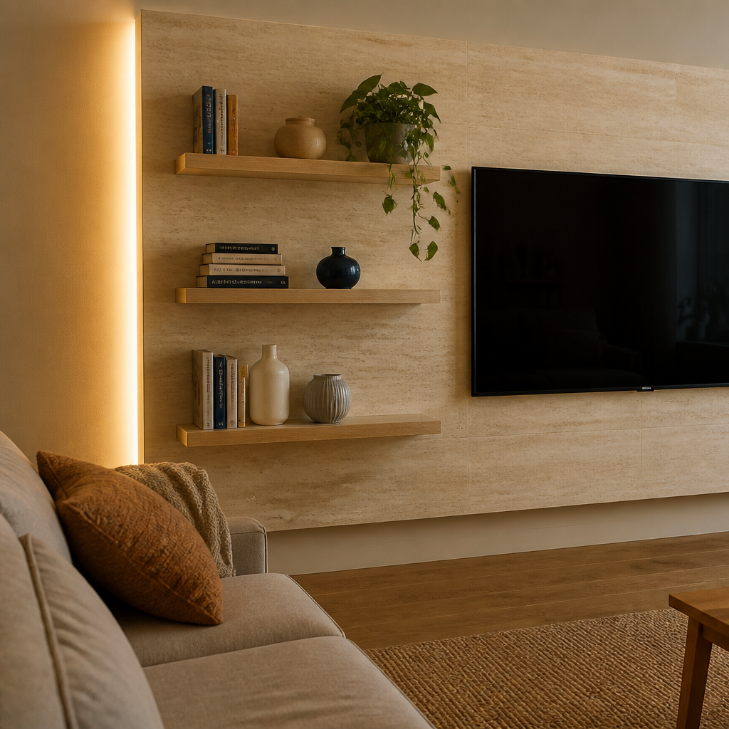 Parete TV effetto travertino Atelier 2