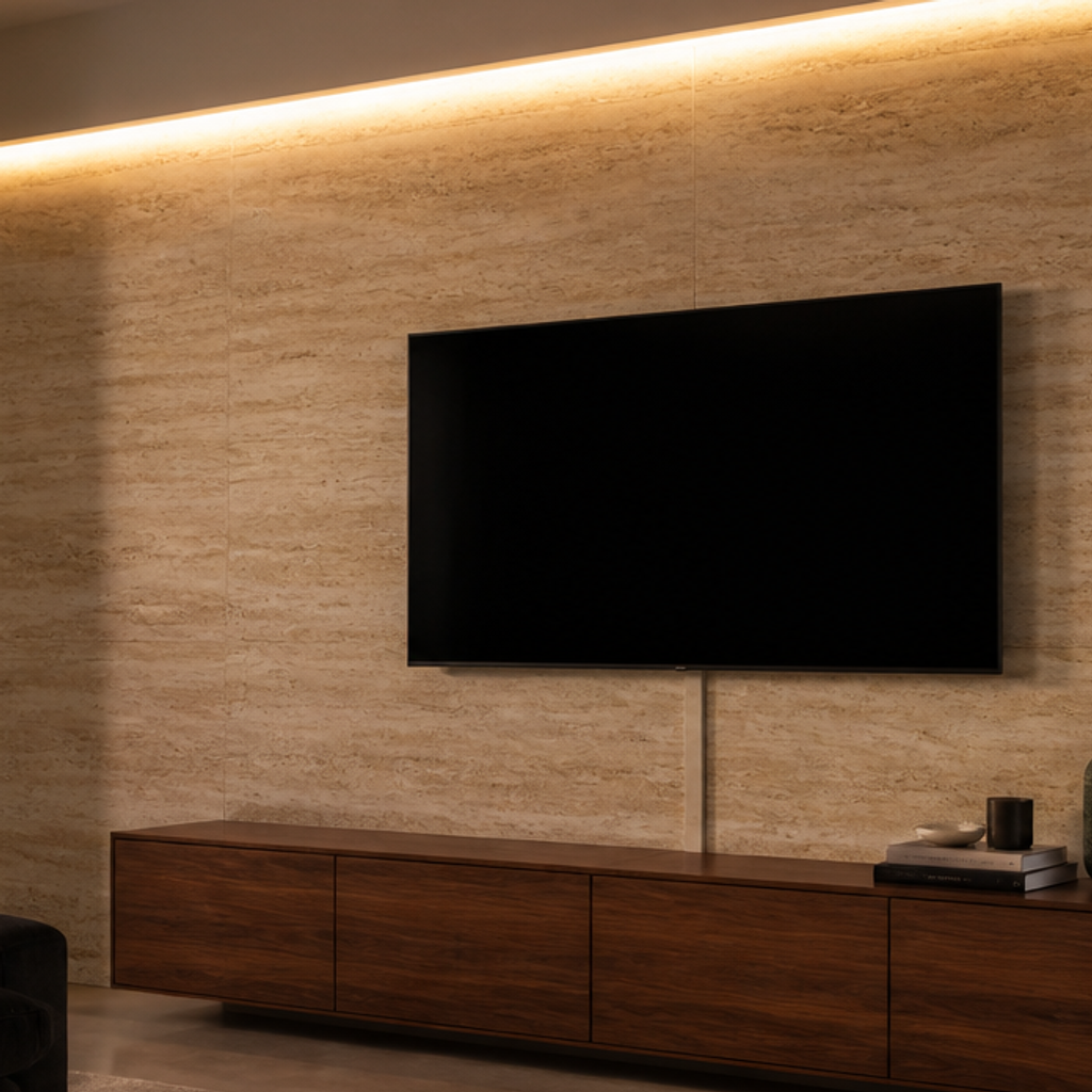 Parete TV effetto travertino Calma 4
