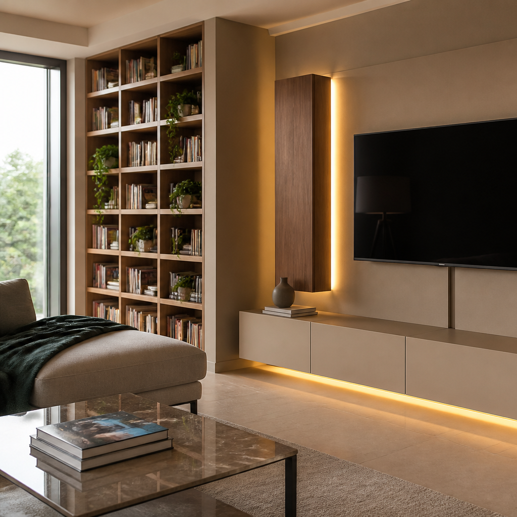 Parete TV full wall attrezzata Noce Forma 2