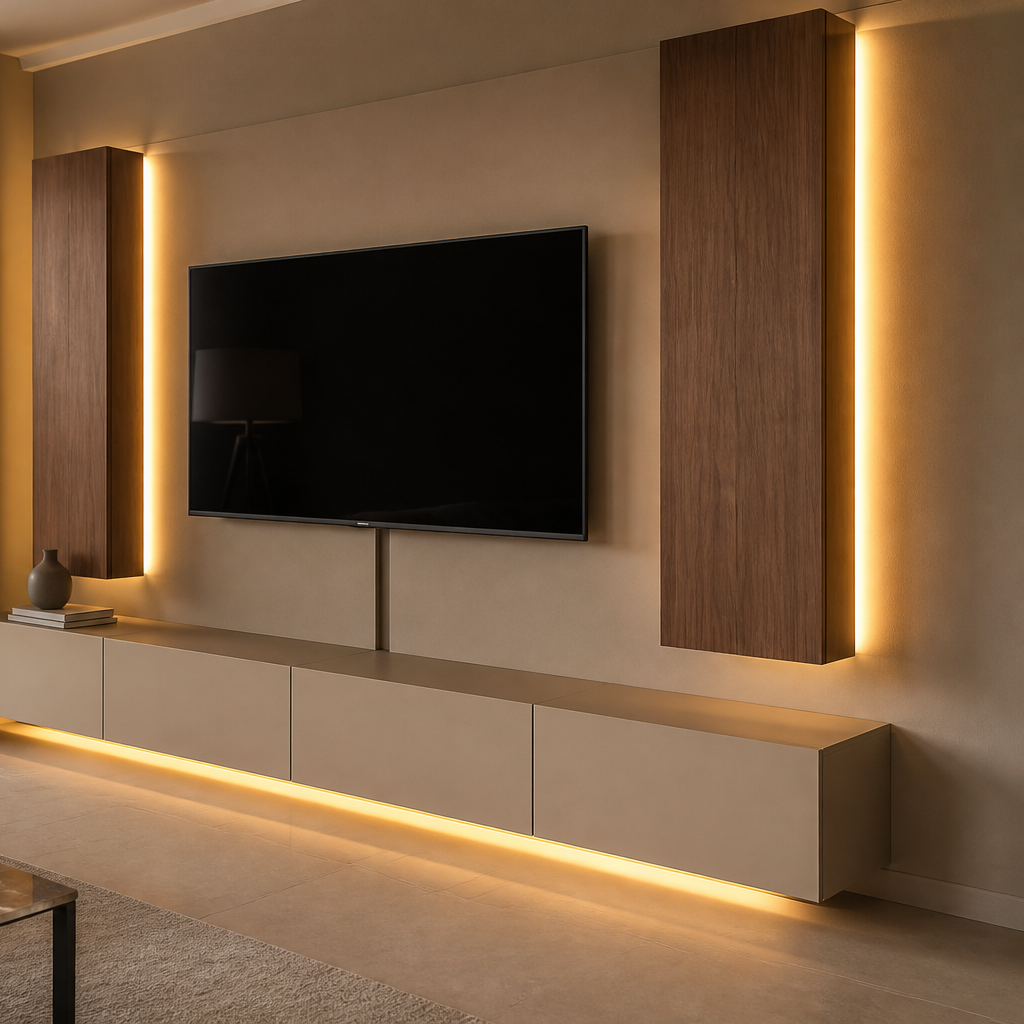 Parete TV full wall attrezzata Noce Forma 3