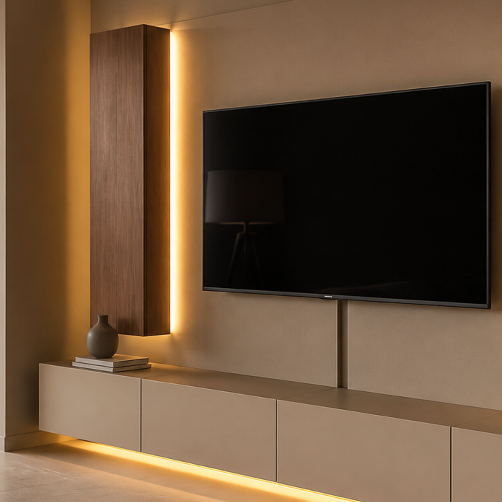 Parete TV full wall attrezzata Noce Forma 4