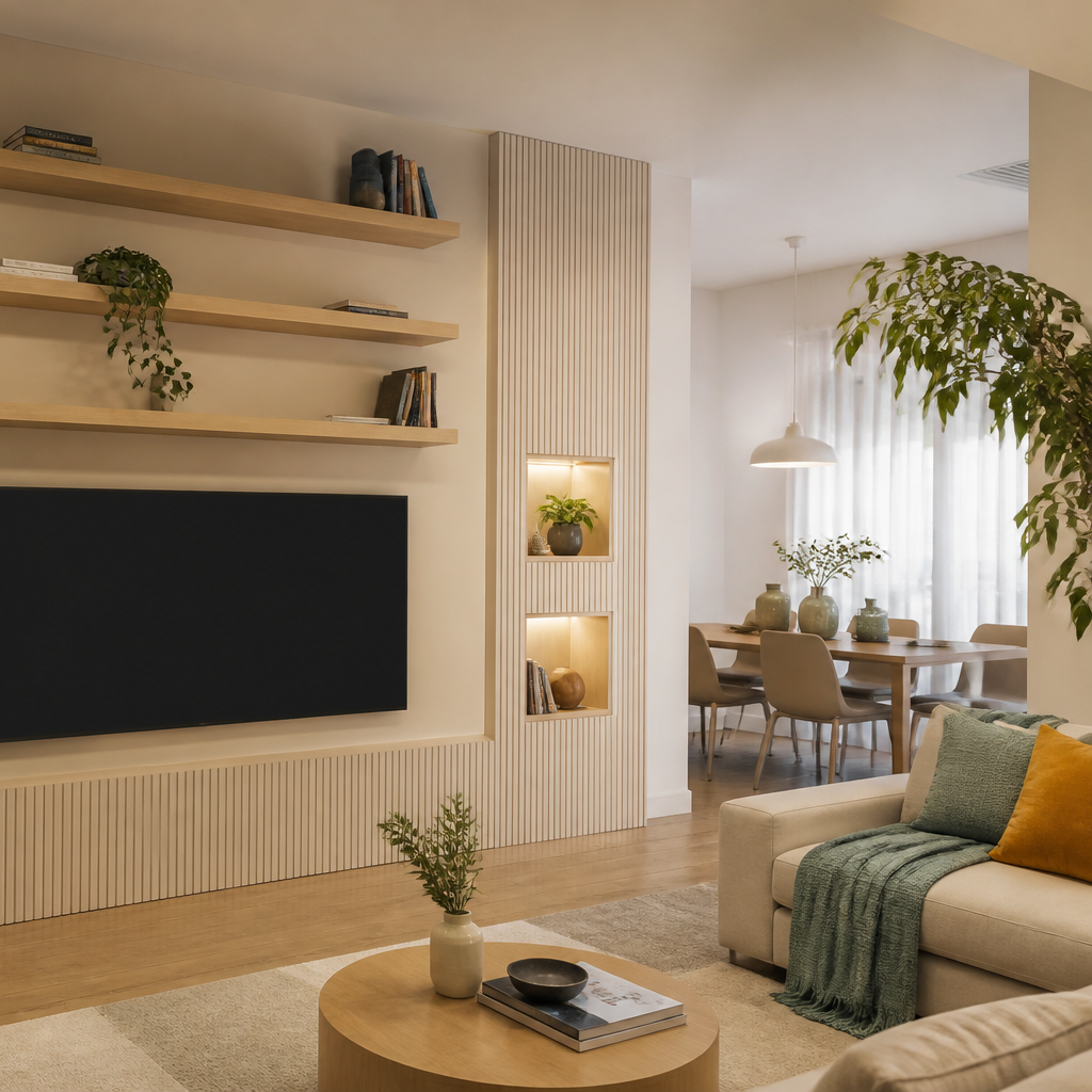 Parete TV full wall attrezzata Rovere Casa 3