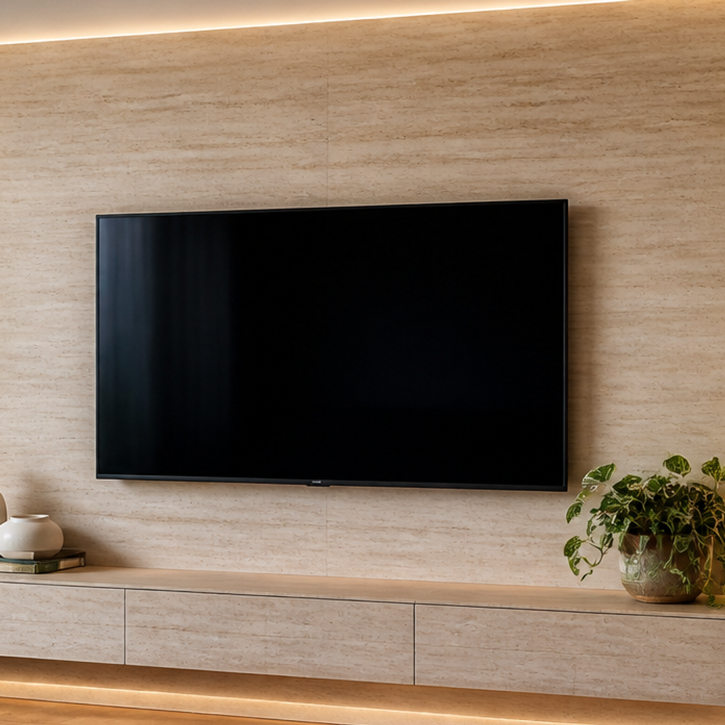 Parete TV full wall attrezzata Travertino Atelier 4