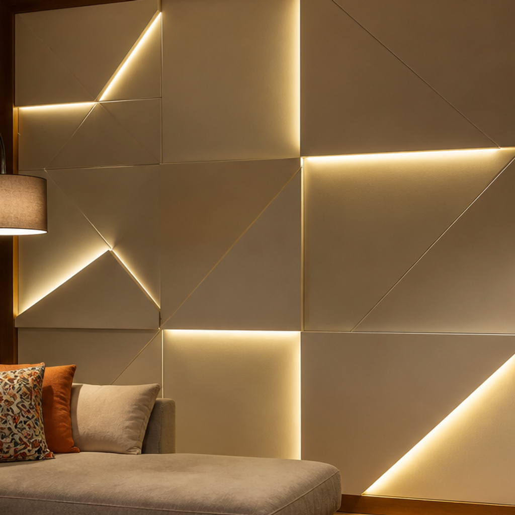 Parete geometrica fresata Noce Casa 4