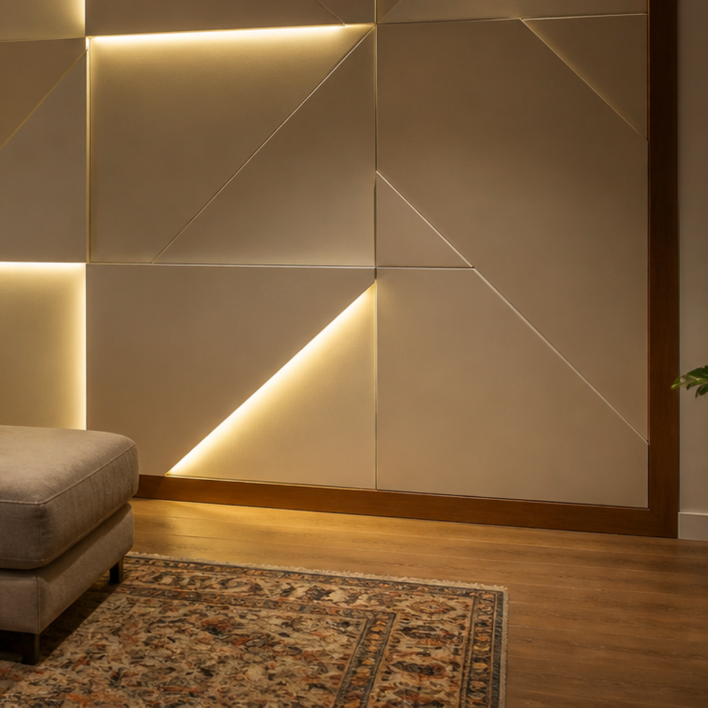 Parete geometrica fresata Noce Casa 5