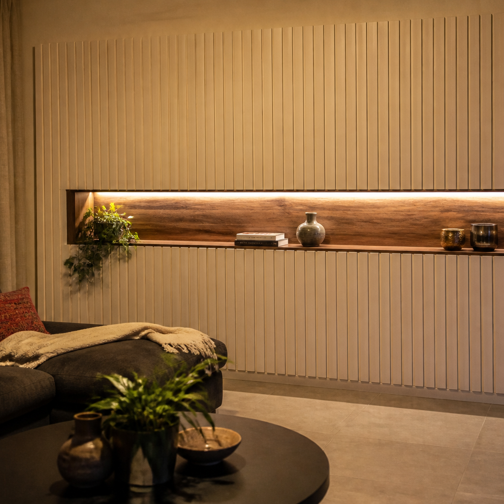 Parete con LED laterale Noce Linea 1