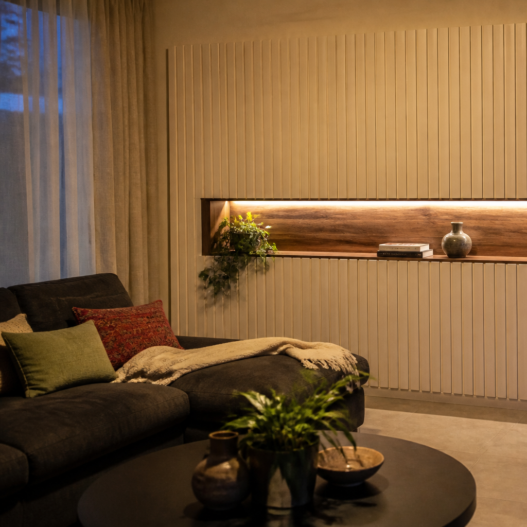 Parete con LED laterale Noce Linea 2