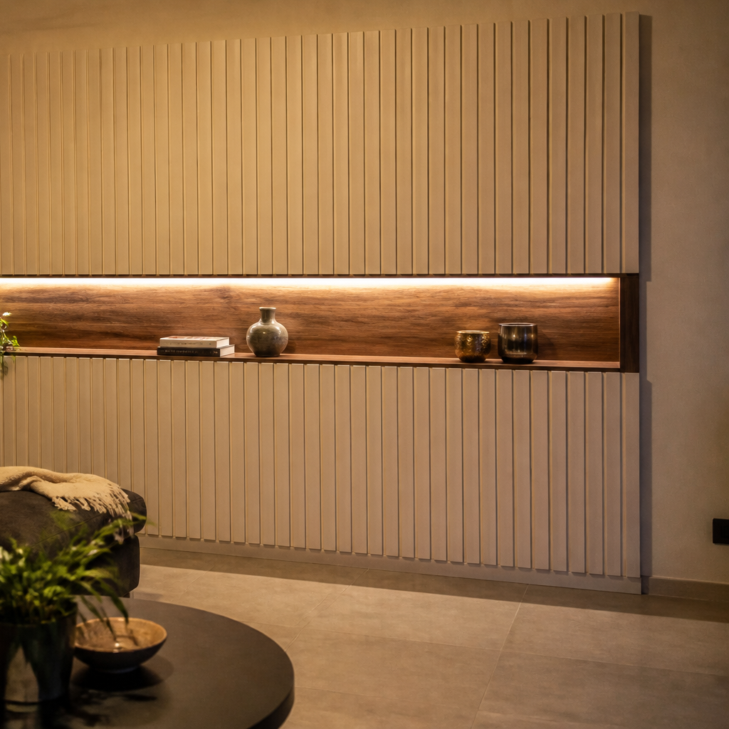 Parete con LED laterale Noce Linea 3