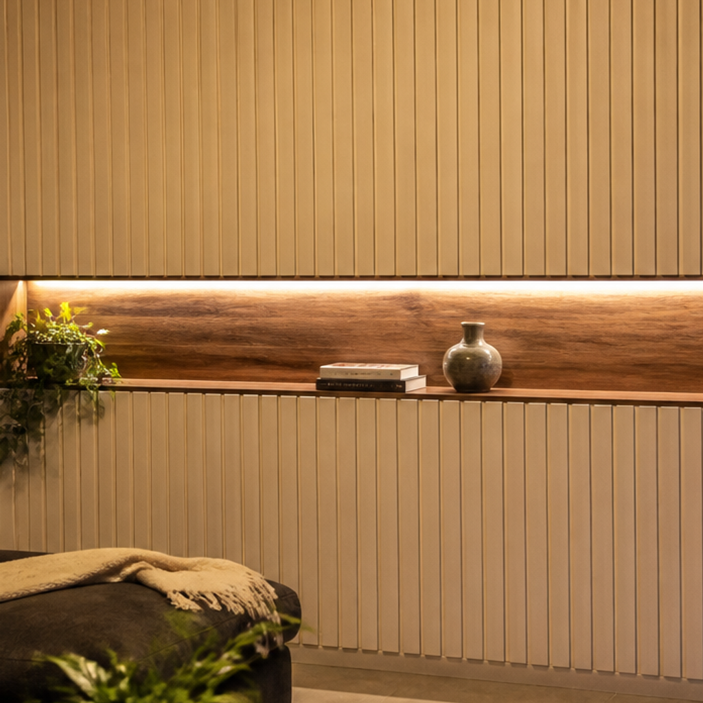 Parete con LED laterale Noce Linea 4