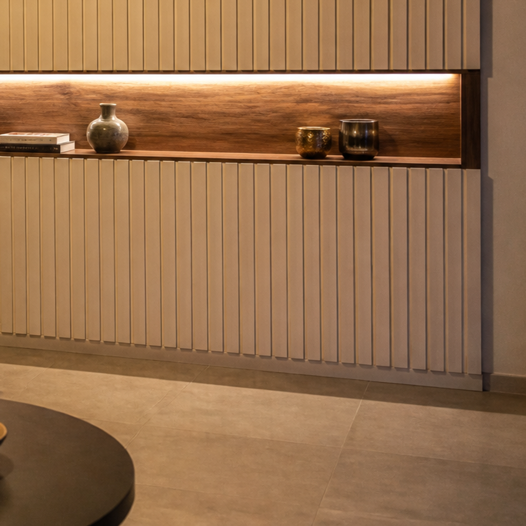 Parete con LED laterale Noce Linea 5