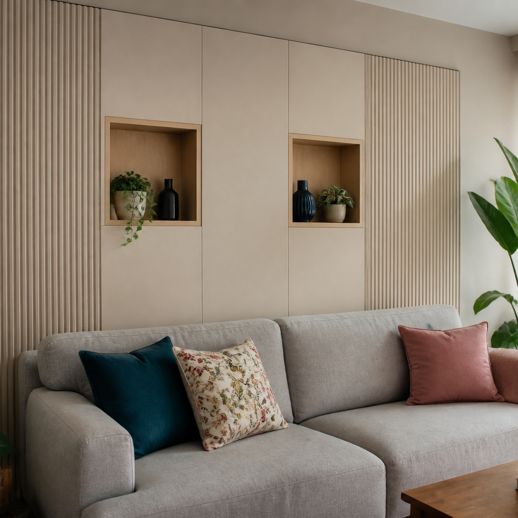 Parete con nicchie decorative Rovere Ritmo 1