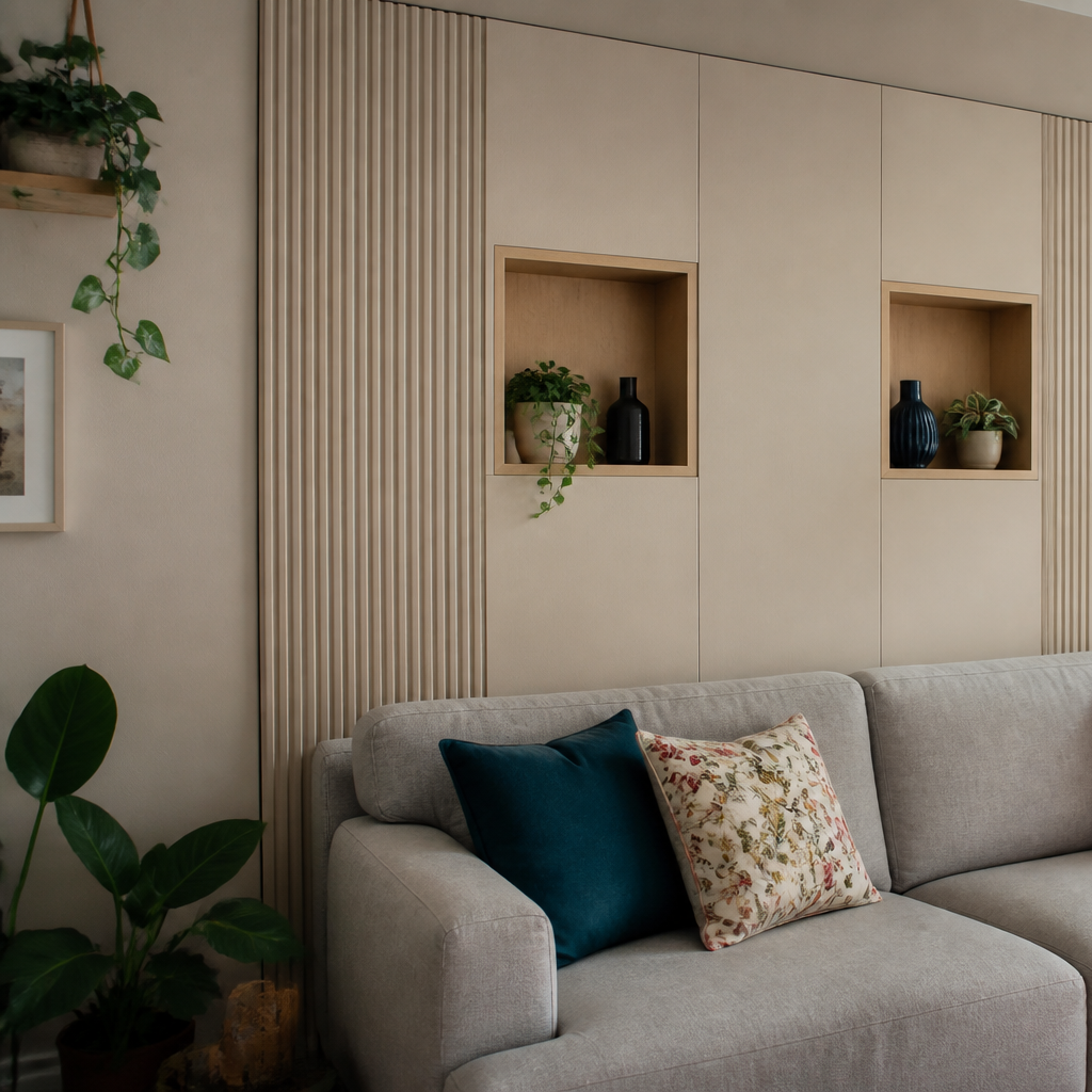 Parete con nicchie decorative Rovere Ritmo 2
