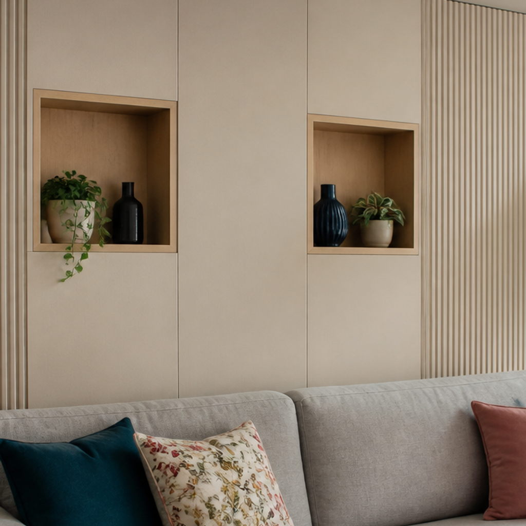Parete con nicchie decorative Rovere Ritmo 4