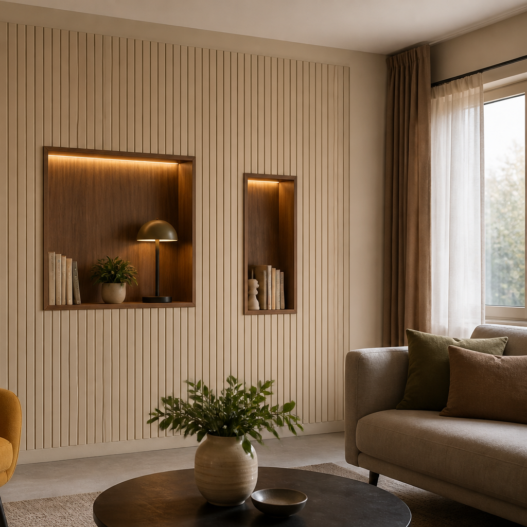 Parete con nicchie decorative Noce Materia 3