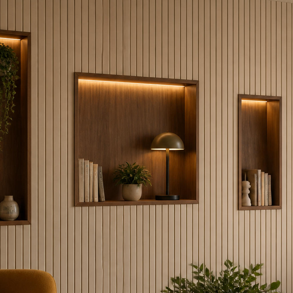 Parete con nicchie decorative Noce Materia 4
