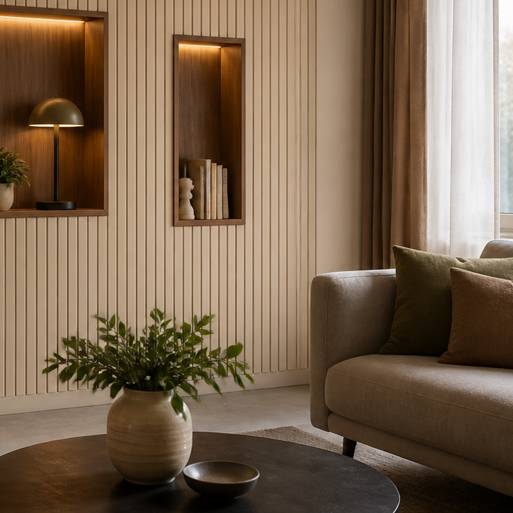 Parete con nicchie decorative Noce Materia 5