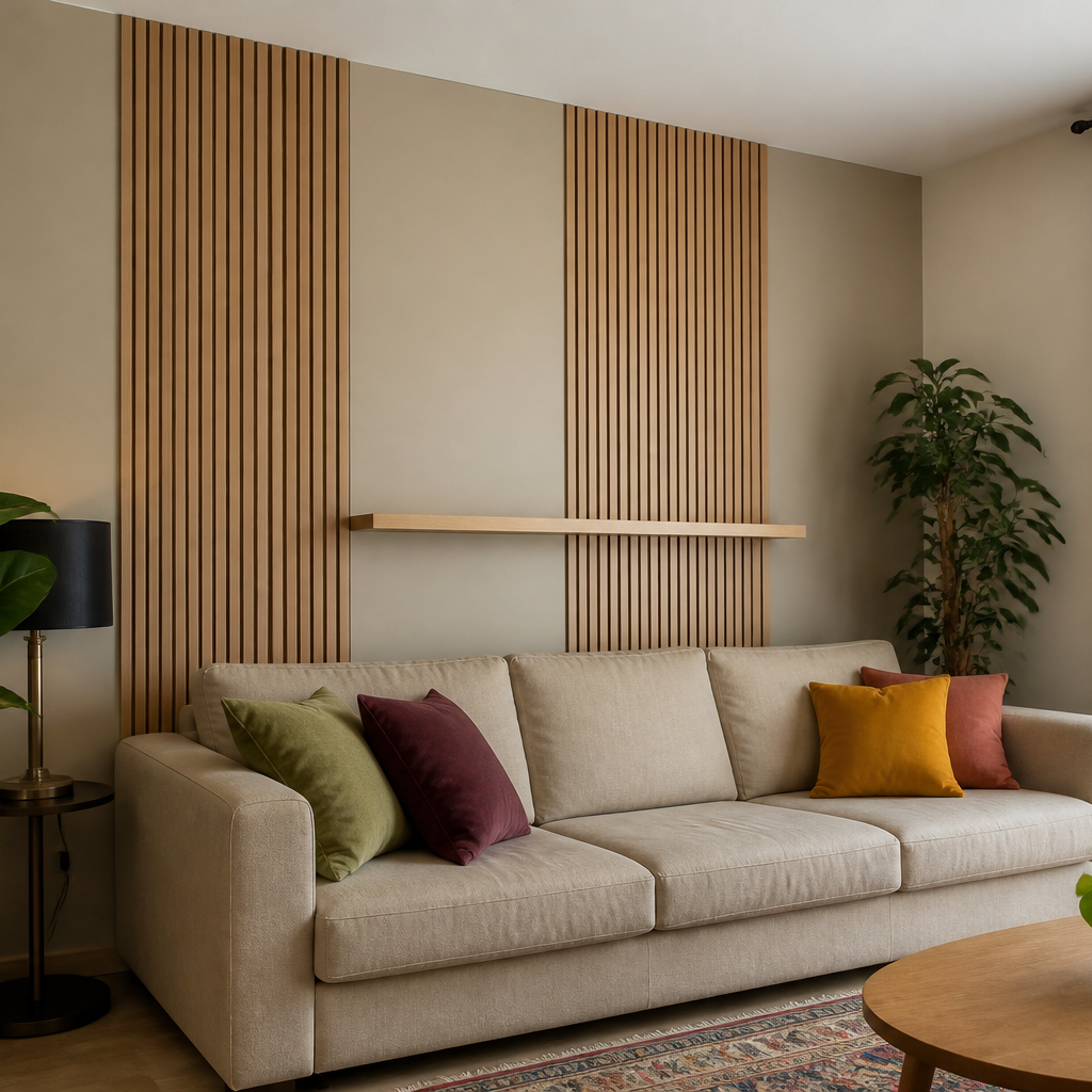 Parete con listelli in legno Rovere Linea 1