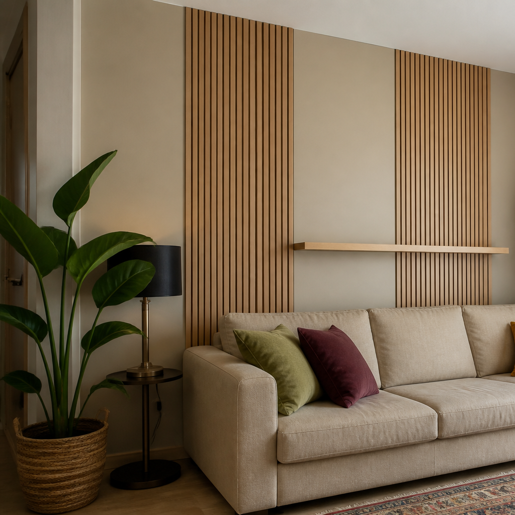 Parete con listelli in legno Rovere Linea 2