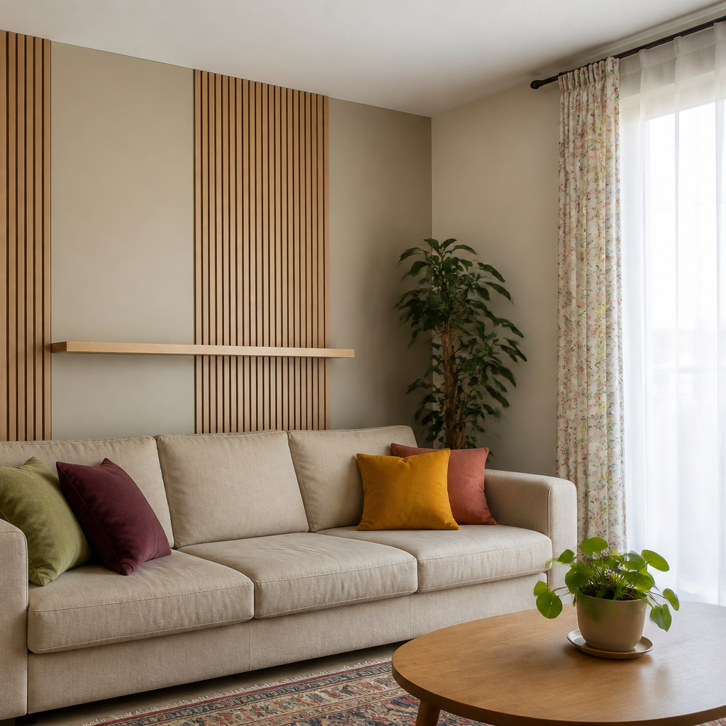 Parete con listelli in legno Rovere Linea 3