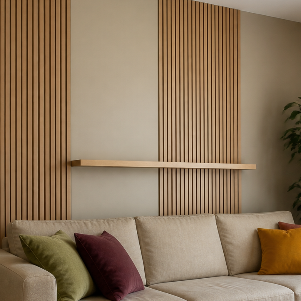 Parete con listelli in legno Rovere Linea 4