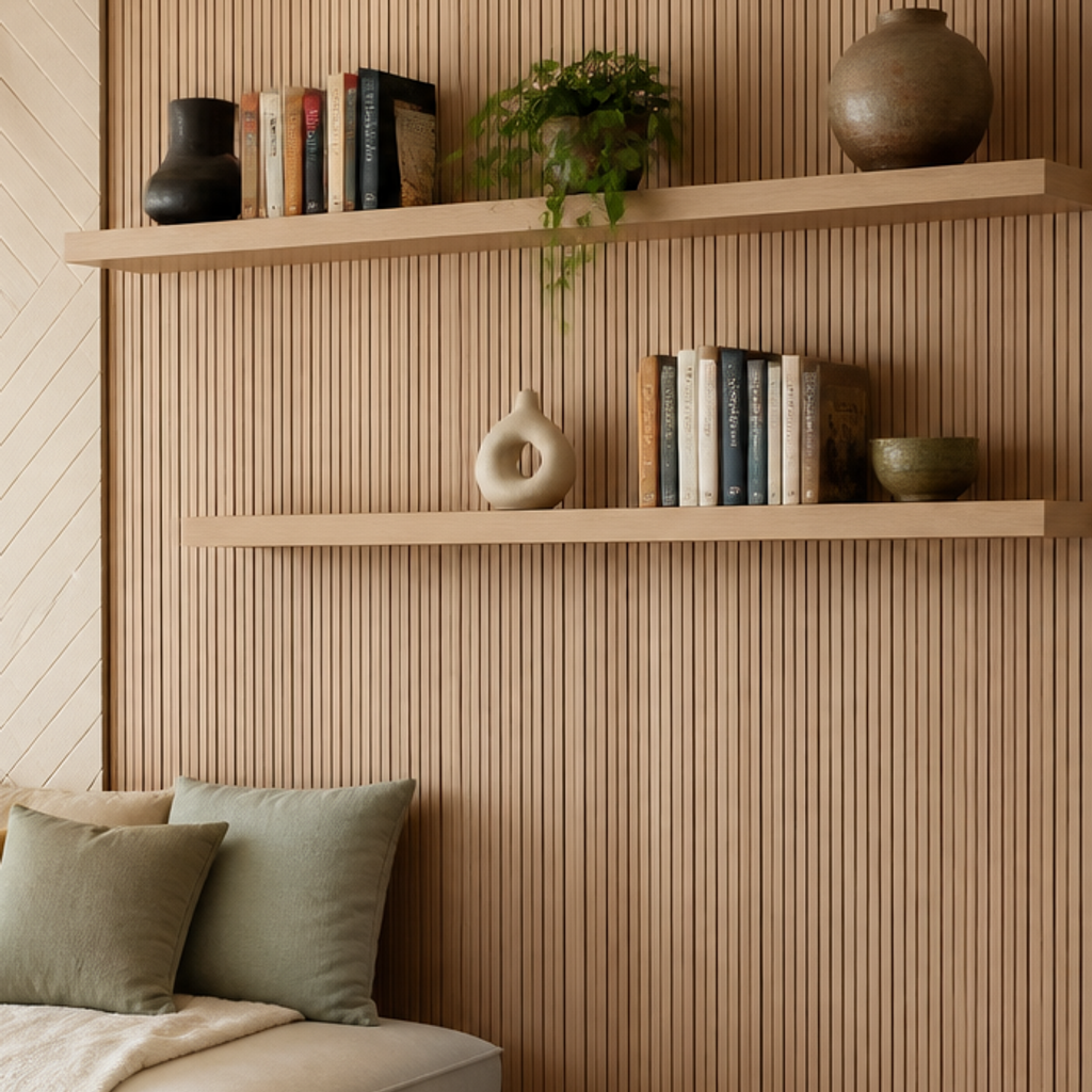 Parete con listelli in legno Rovere Ritmo 4