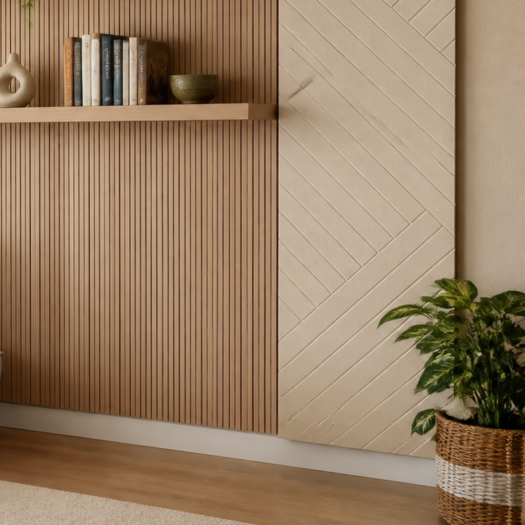 Parete con listelli in legno Rovere Ritmo 5