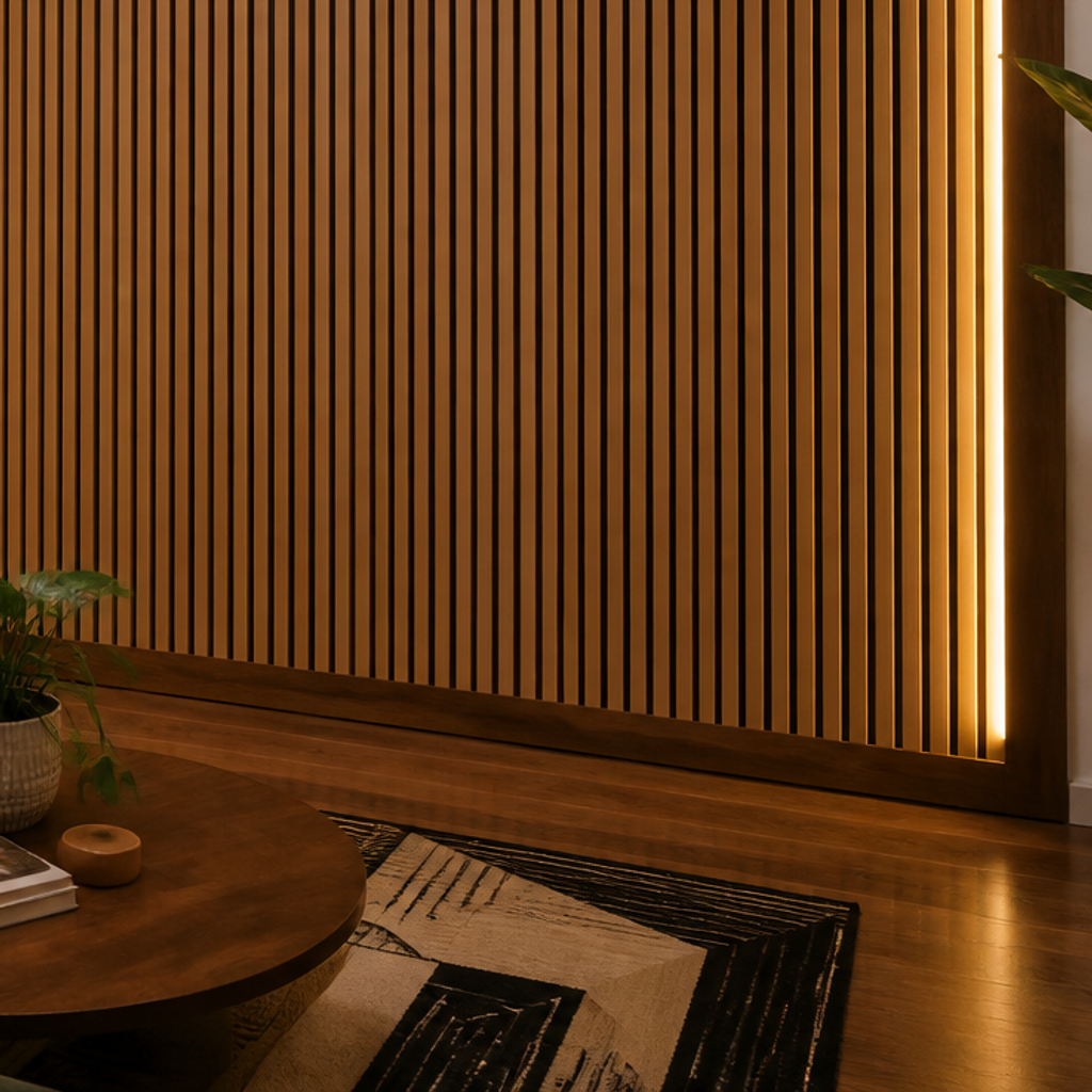Parete con listelli in legno Noce Aria 5